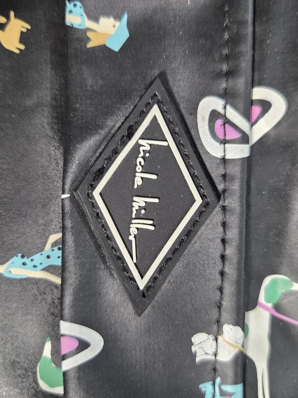 Nicole Miller Black Dog Rain Cape with Colorful Fashion Print